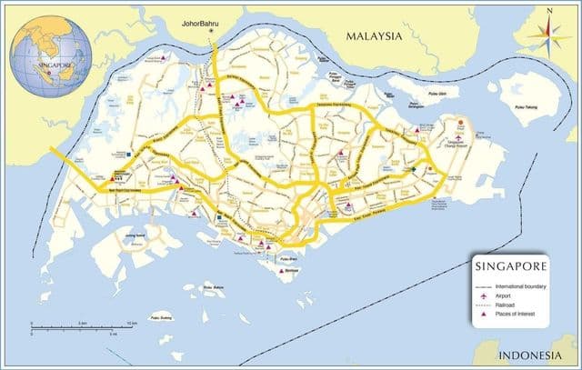 Cingapura no mapa de Cingapura