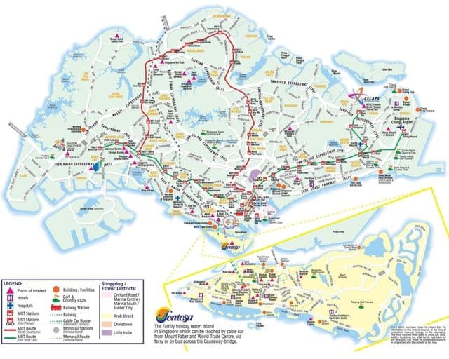 Mapa das ruas de Cingapura