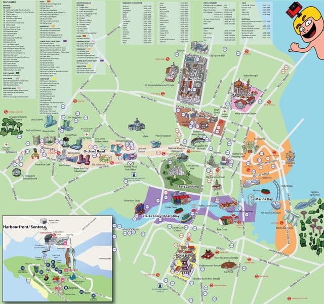 Mapa turístico de Cingapura