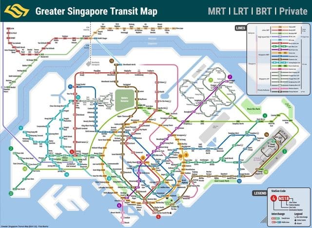 Mapa de transporte de Cingapura