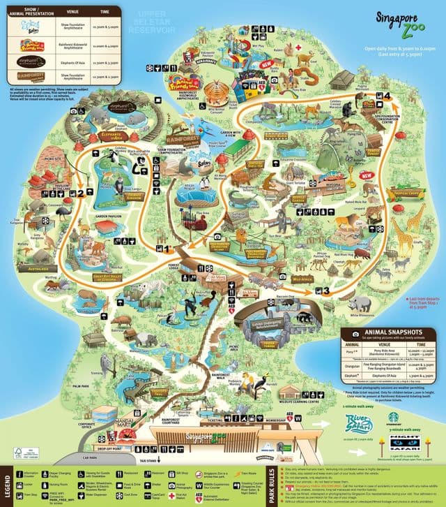 Mapa do Parque Zoológico de Cingapura